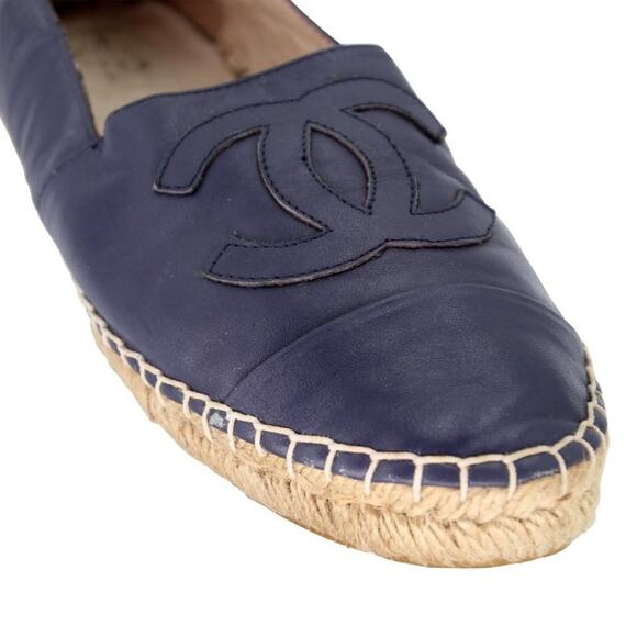 Chanel Espadrille Double Stacked 37 Leather Cc Flats CC-0712N-0017 - Picture 8 of 11